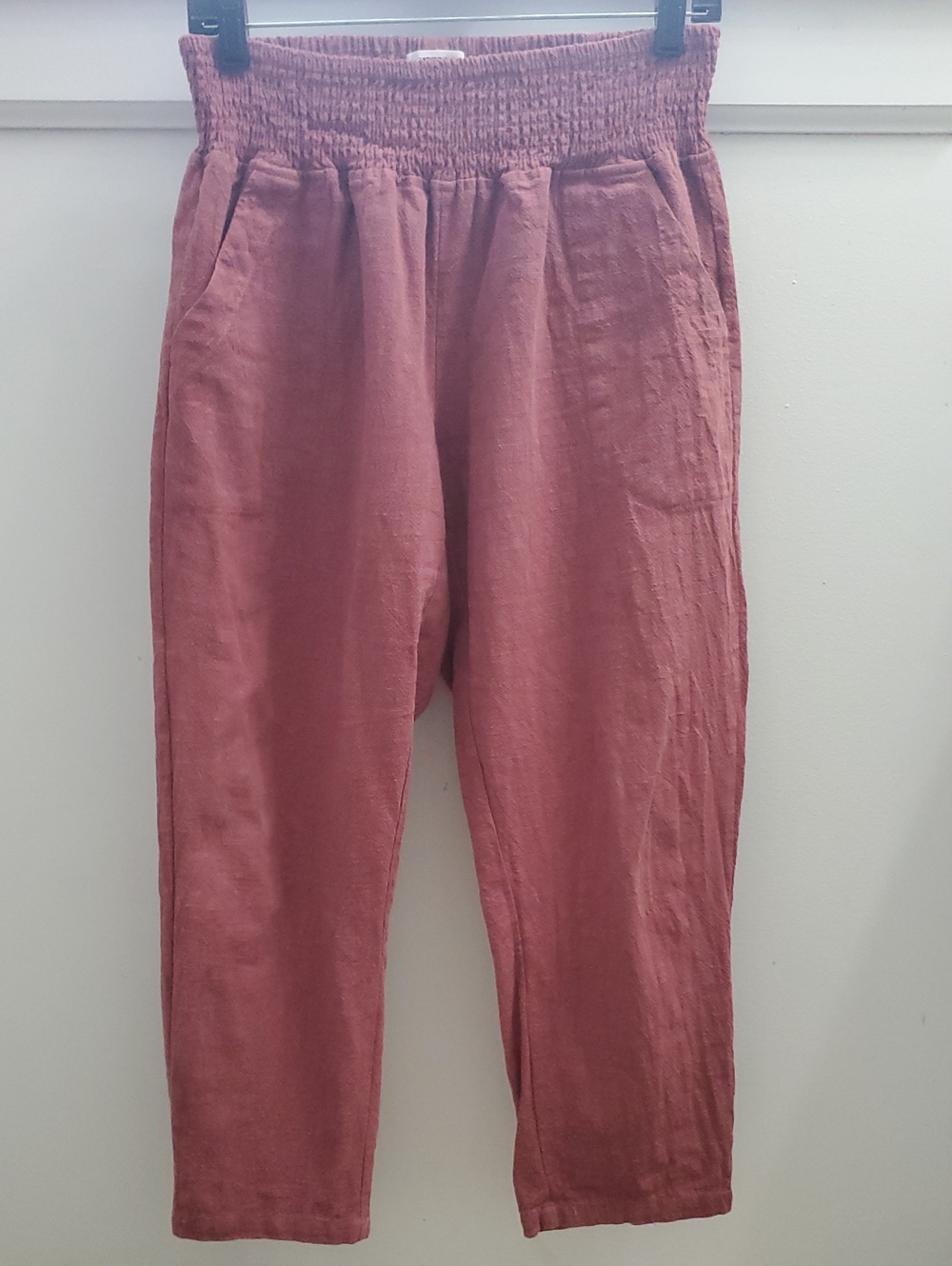 Emme Everyday Transitional Smocked Linen Pant Size Large Maternity